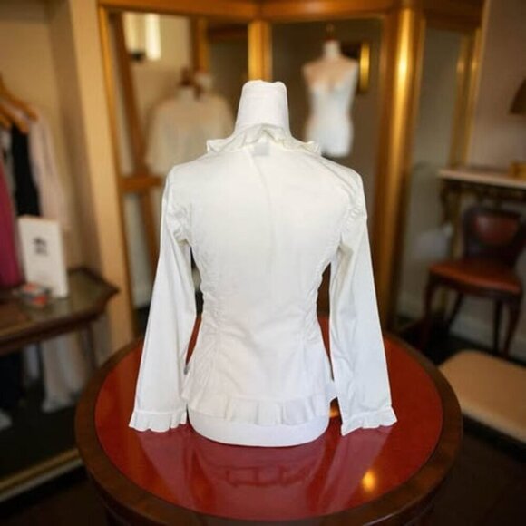 WHITE RUFFLE BUTTON DOWN TOP - Picture 3 of 4